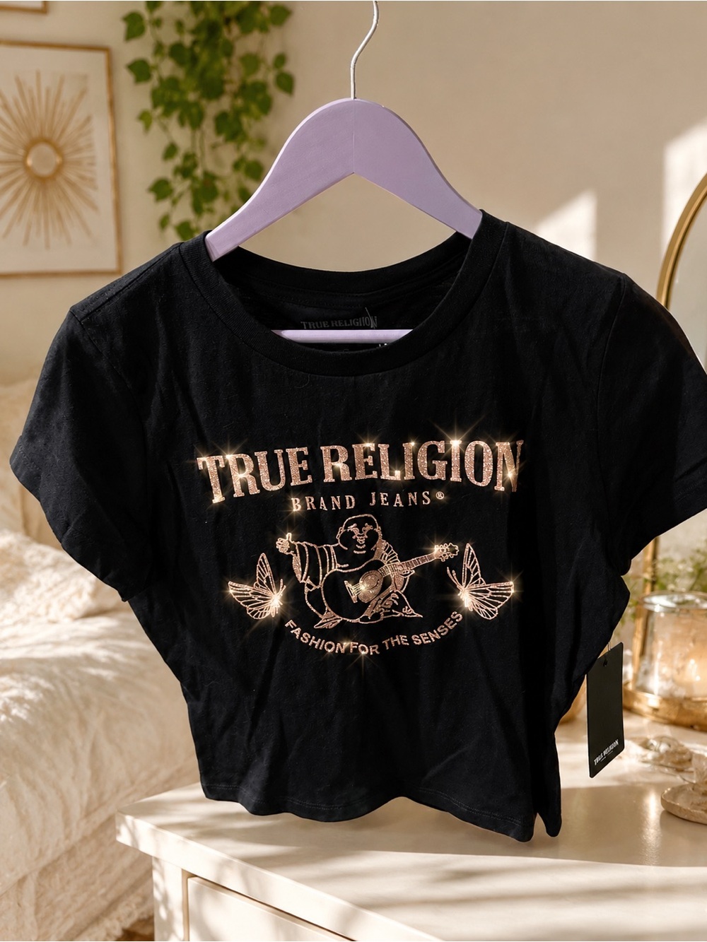 [True Religion] Sparkly Butterfly-Buddha Baby Tee